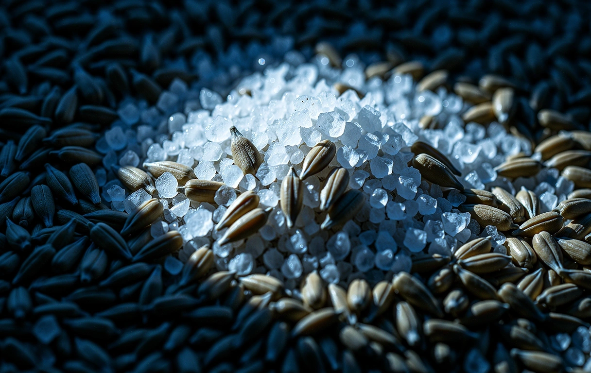 Grains de seigle alpin et minéraux